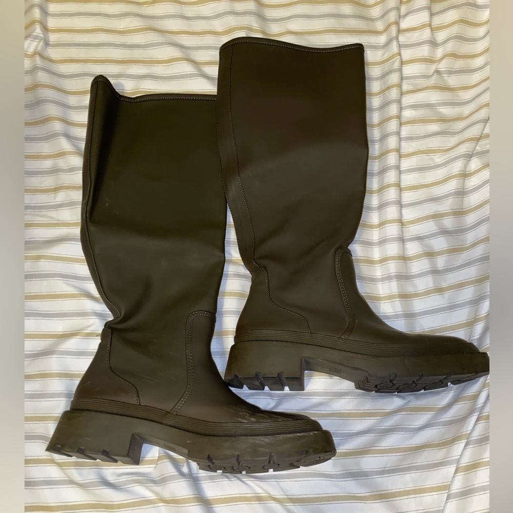 Zara knee high rubberized boots size 11